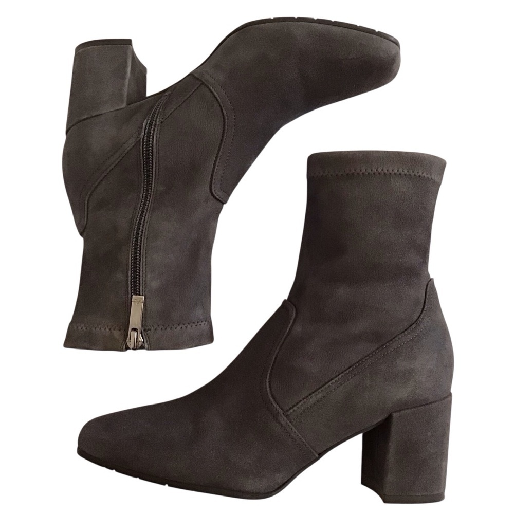 Aquatalia 8 Dayana Suede Sock Ankle Boots Women’s Stretch Gray Booties Italy
